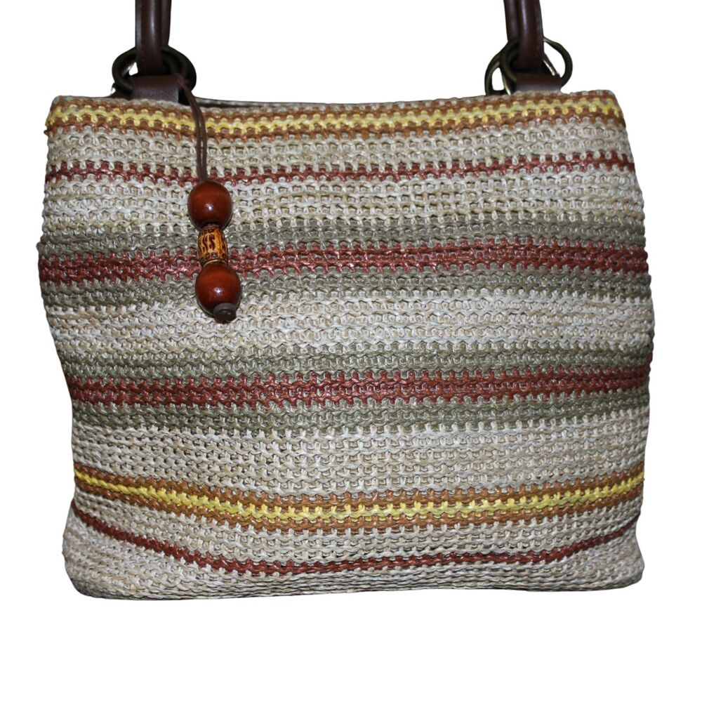 Relativity Striped Woven Straw Shoulder Bag
